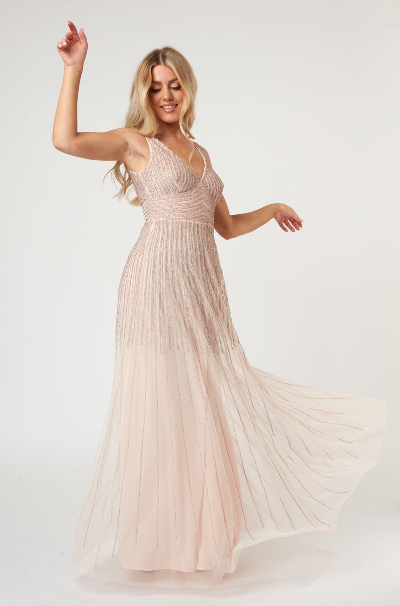 Lorelei Nude Embellished Maxi Dress ...